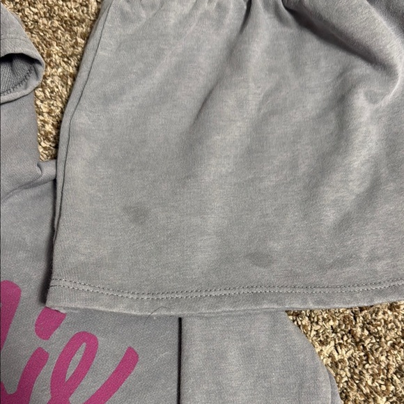 Kids Gray Hoodie and Skirt Set with Pink Barbie Logo - Picture 2 of 4